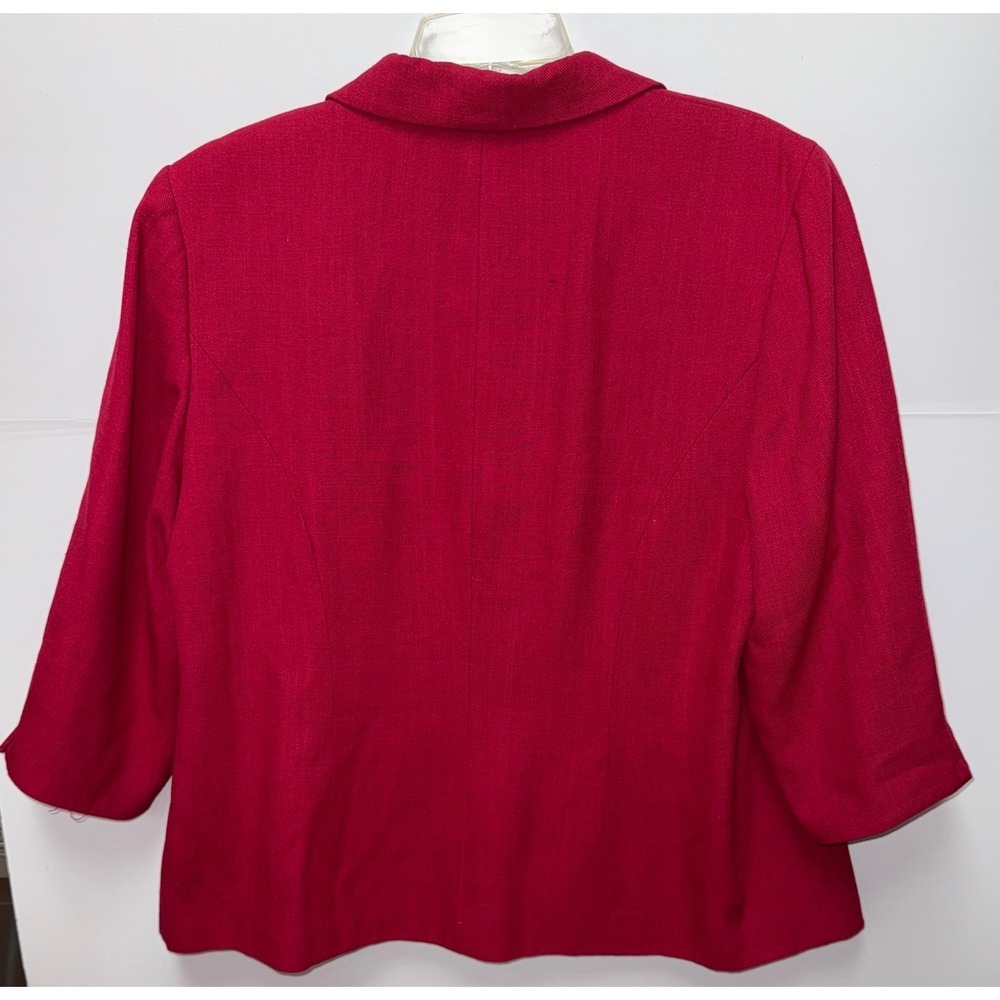 Dressbarn Red Blazer Jacket 3/4 Sleeve Single Breasted Classic Office 16W - Picture 11 of 12